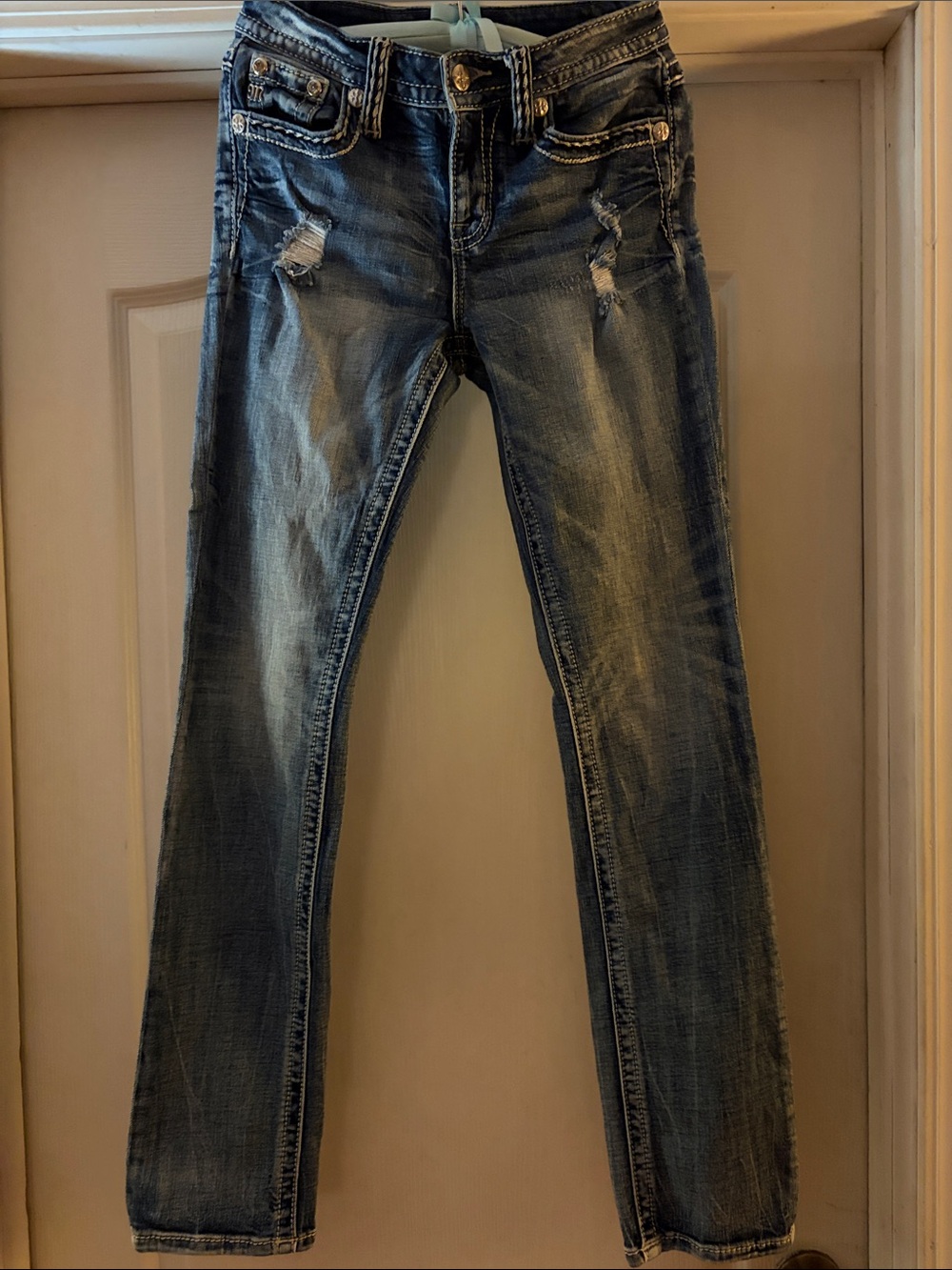 Miss Me Women's Dark Blue Distressed Skinny Jeans 26